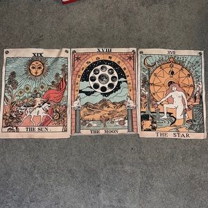 mini tarot card tapestry- 3 piece set
